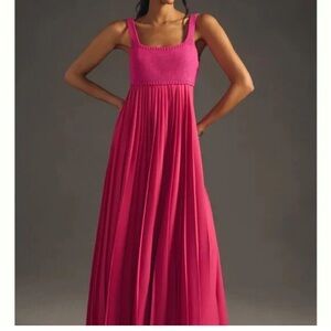 Mare Mare x Anthropologie Pink Ruffled Sweater Top Maxi Dress